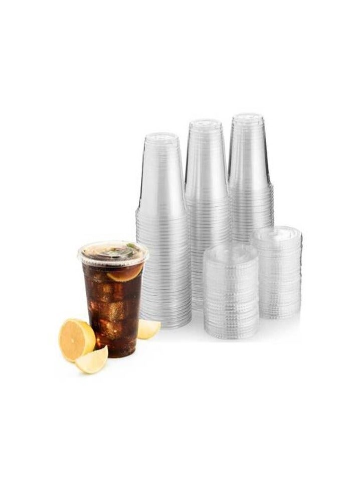 SNH Packing Juice Cup 20 Oz With Lid Clear Strong Disposable - Ideal for iced coffee, smoothies, Bubble Boba tea, milkshakes, frozen cocktails, water, sodas, juices, snacks, dessert and more 50 Pieces - Image 1