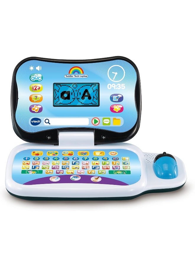 vtech Toddler Tech Laptop, Interactive Educational Computer Toy, 20 Games Learn Alphabet, Letters, Shapes, Numbers, Music & French, Kids Age 2, 3, 4 + Years, English Version,Blue,Medium  - Image 1