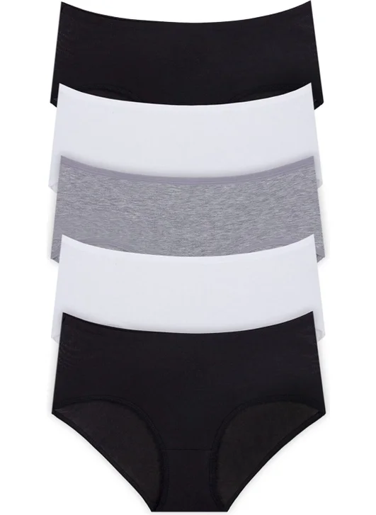 Hepsine Rakip Rival to All 5-Piece Women's Large Size High Waist Panties Cotton Battal Thin Elastic
