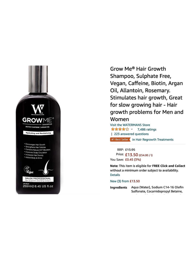 Watermans Grow Me Hydrating  Revitaising Shampoo 250ml  - Image 3