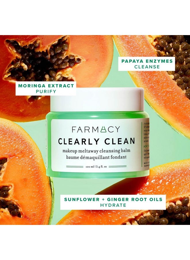 FARMACY Farmacy Makeup Remover Cleansing Balm - Clearly Clean Sensitive Skin Makeup Remover + Oil Based Cleanser - Gentle Exfoliating Double Cleanser - Melts From Balm to Milky Lather (100ml)  - Image 4