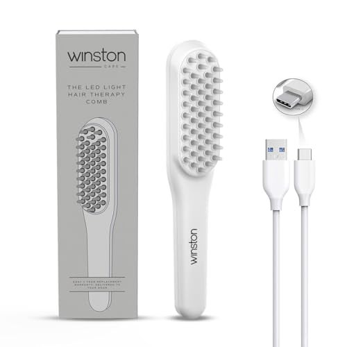 WINSTON LED Hair Growth Comb with Red & Blue Light Therapy & Vibration Head Massager | Scalp Treatment, Hair Fall Control | Rechargeable Electric Detangler for Men & Women | All Hair Type | 1 Year Warranty (White) - Image 1