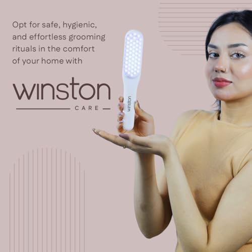 WINSTON LED Hair Growth Comb with Red & Blue Light Therapy & Vibration Head Massager | Scalp Treatment, Hair Fall Control | Rechargeable Electric Detangler for Men & Women | All Hair Type | 1 Year Warranty (White) - Image 2