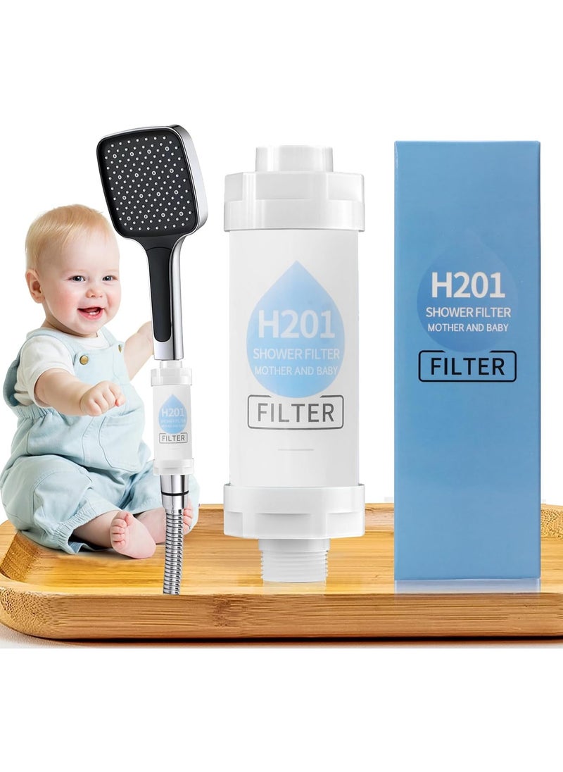 H201 Shower Head Filter Vitamin C Shower Infuser Hard Water Softener Chlorine and Fluoride Shower Filter Water Purifying Filtered Shower Head with Beads Helps Dry Skin and Hair Loss Rose  - Image 1