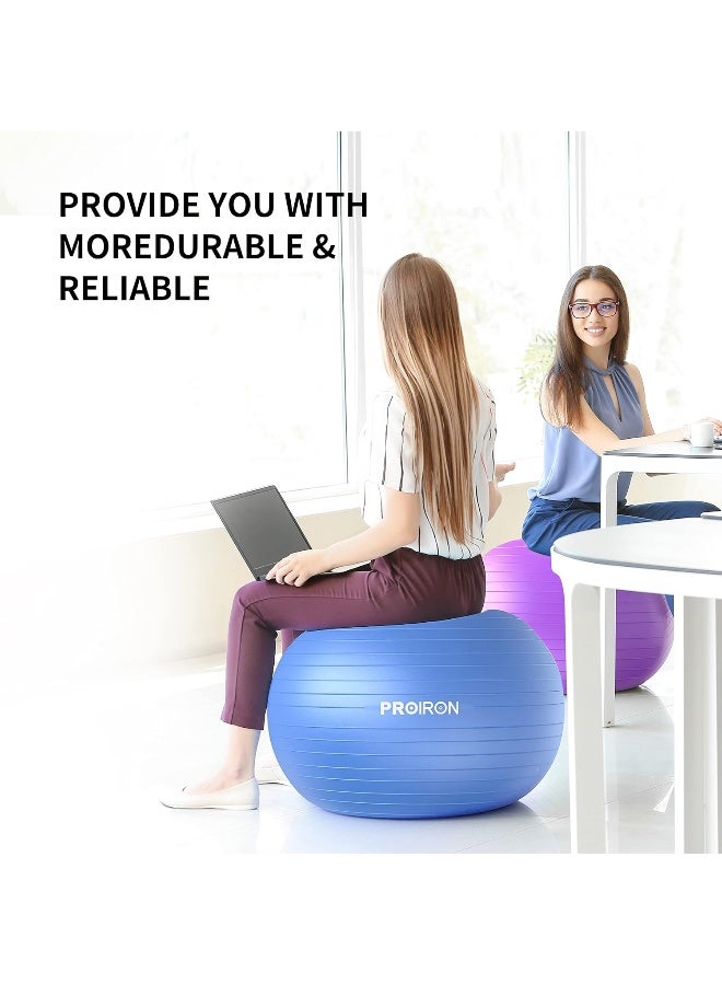 PROIRON Yoga Ball Anti-Burst Exercise Ball Chair with Quick Pump Slip Resistant Gym Ball Supports 500KG Balance Ball for Pilates Yoga Birthing Pregnancy Stability Gym Workout Training - Image 4