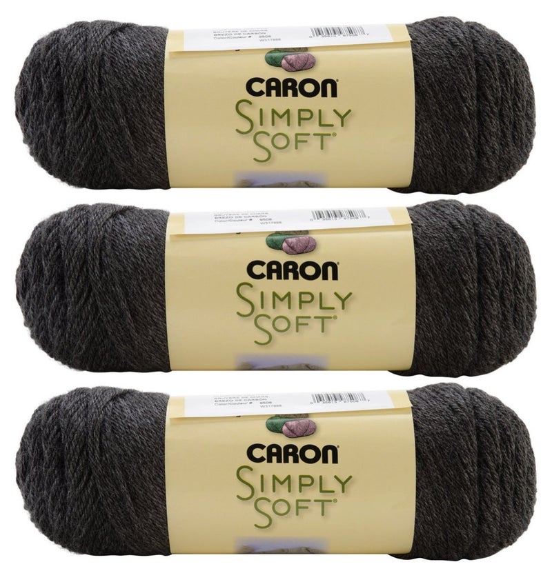 Caron Bulk Buy Simply Soft Heather Yarn (3-Pack) Charcoal H9700H-9508 - Image 1