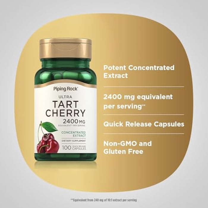Piping Rock Tart Cherry Capsules | 100 Count | Concentrated Extract | Non-GMO, Gluten Free Supplement - Image 4