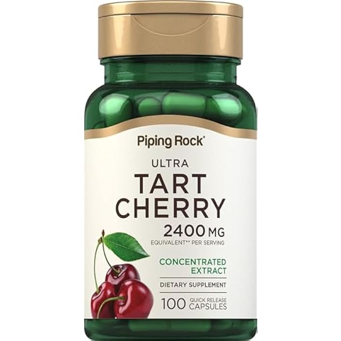 Piping Rock Tart Cherry Capsules | 100 Count | Concentrated Extract | Non-GMO, Gluten Free Supplement - Image 1