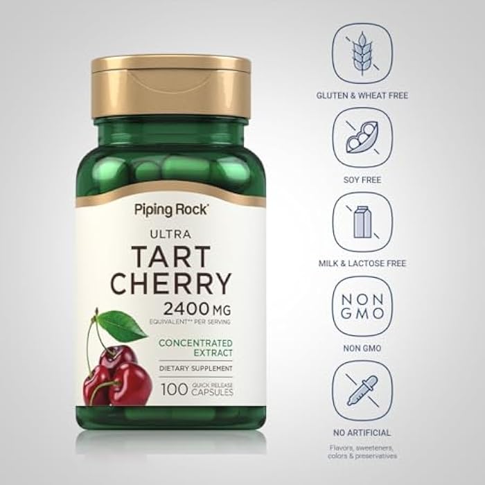Piping Rock Tart Cherry Capsules | 100 Count | Concentrated Extract | Non-GMO, Gluten Free Supplement - Image 3