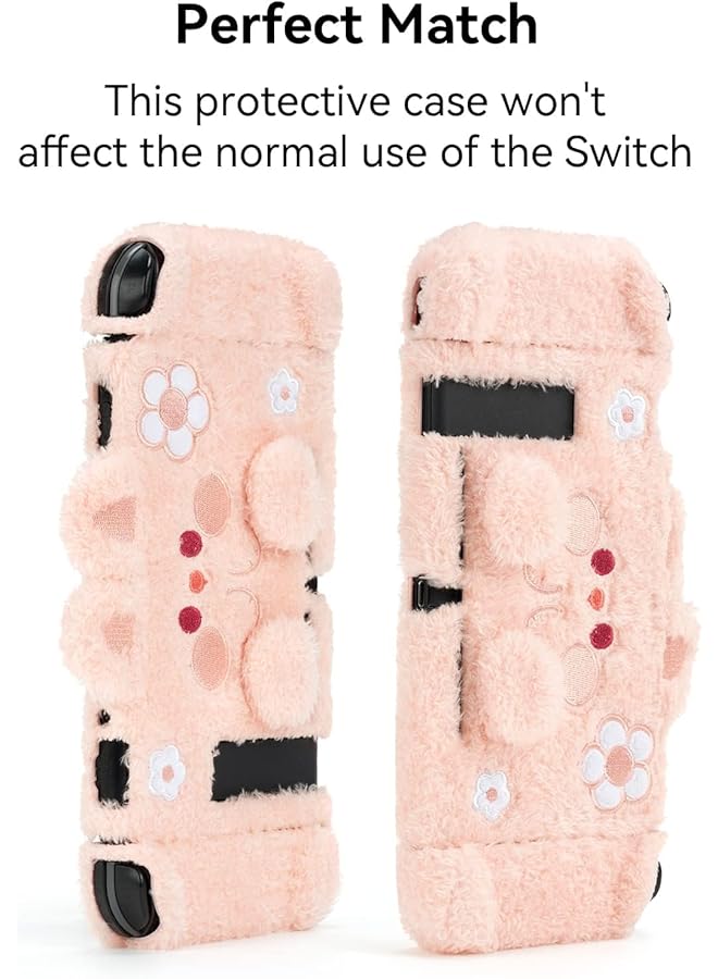 GEEKSHARE Cute Plush Protective Case Cover Compatible With Nintendo Switch And Joy Con Shock Absorption And Anti Scratch Plush Bunny - Image 4