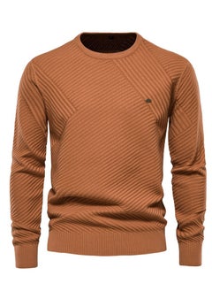 European And American Cross-border Autumn Winter New Men's Round Neck Pullover Solid Color Sweater