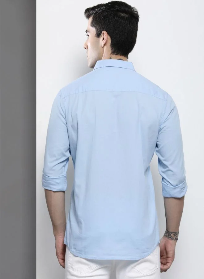 شركة المرآب الهندية Men Slim Fit Solid Full Sleeves Spread Collar Casual Shirt