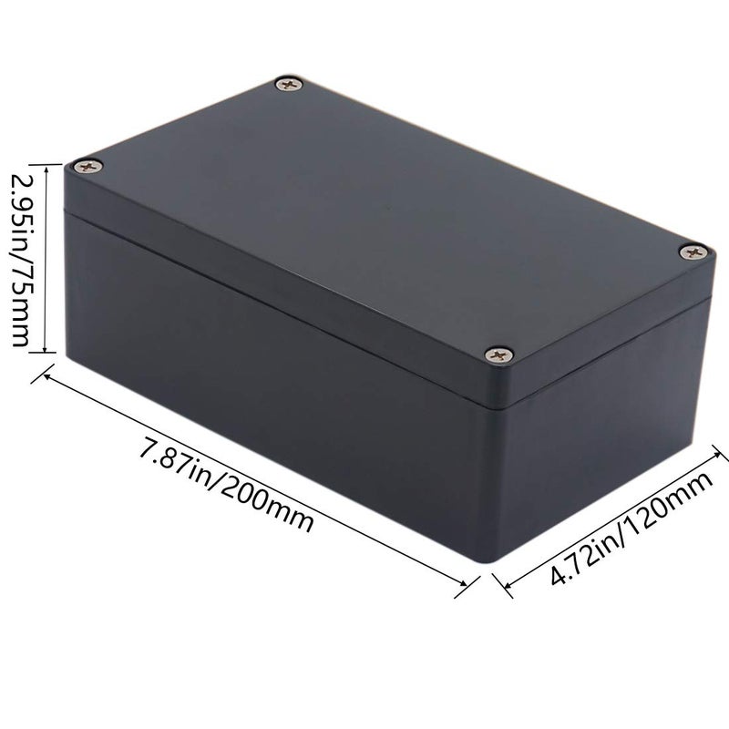 Otdorpatio Project Box Abs بلاستيك أسود صناديق كهربائية Ip65 مقاومة للماء DIY صندوق توصيل إلكتروني حاوية طاقة 7.87 × 4.72 × 2.95 بوصة (200 × 120 × 75 مم) - Image 2