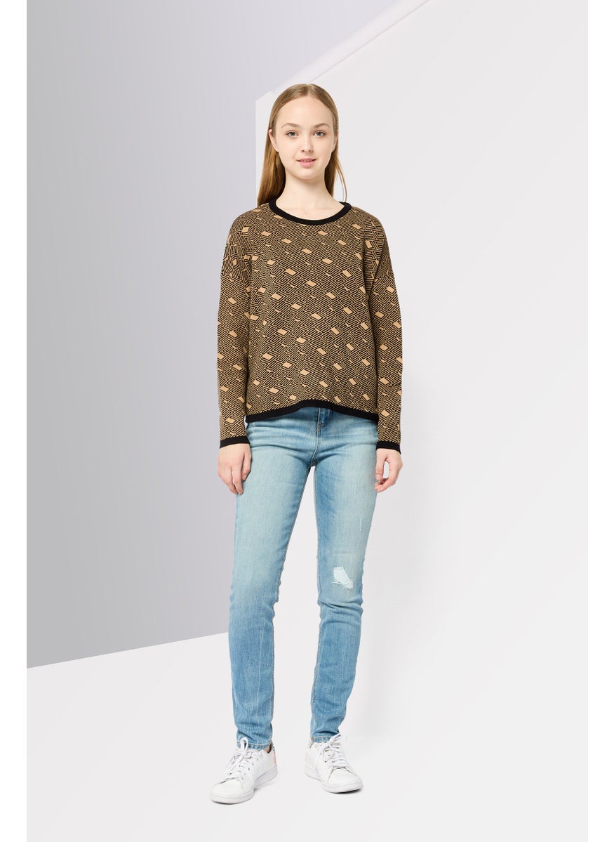 GUESS Women Crew Neck Brand Logo Long Sleeves Sweatshirt, Multicolor  - Image 2