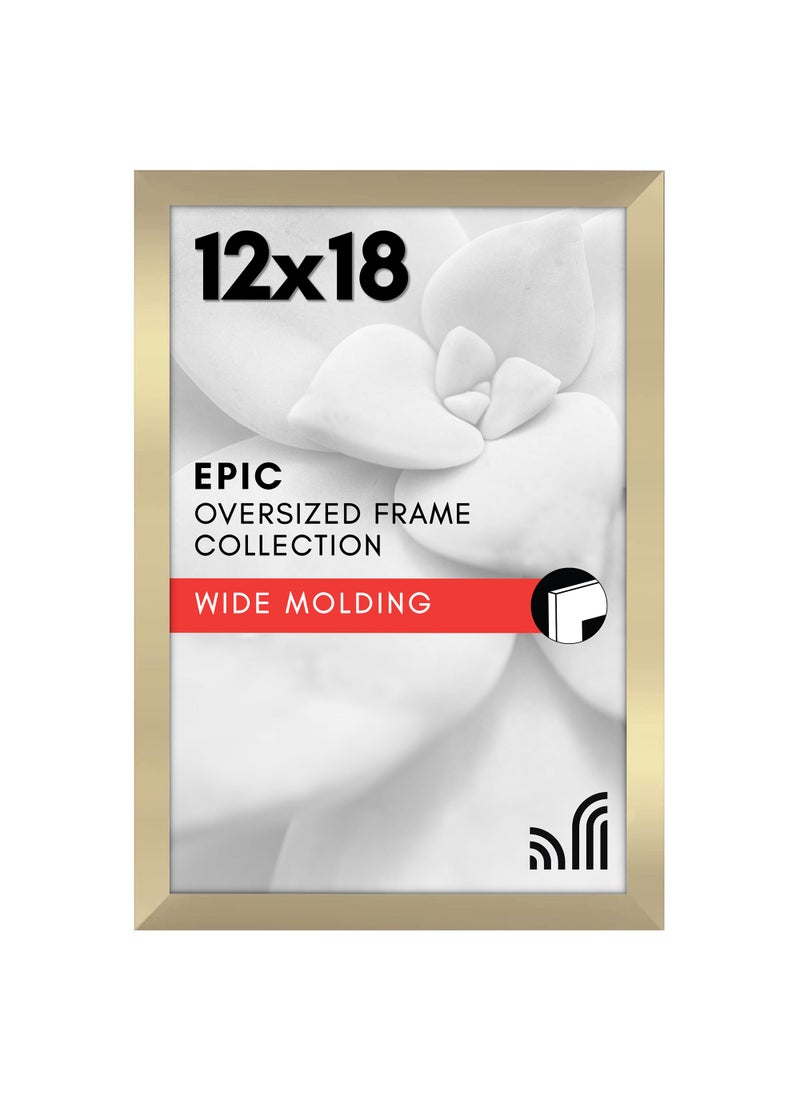 Americanflat Americanflat 12x18 Poster Frame with Polished Plexiglass  Gold Picture Frame  Wide Photo Frames Made of Engineered Wood for Vertical or Horizontal Wall Display  Epic Collection  Gold 