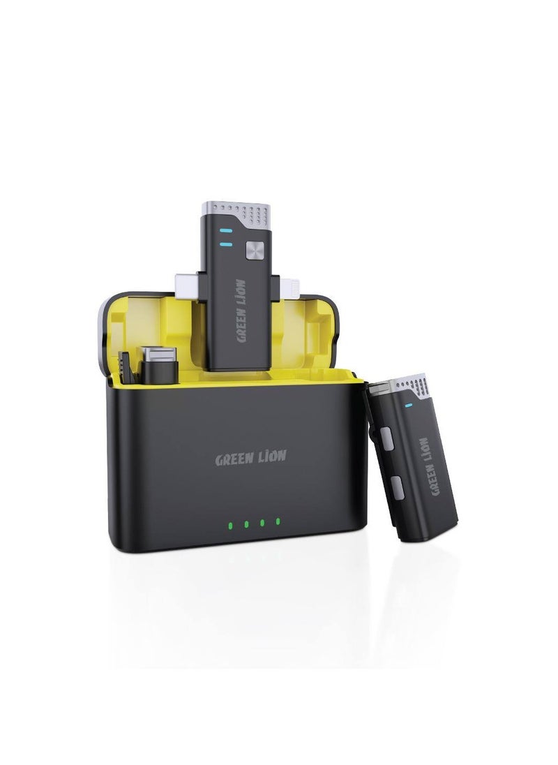 GREEN LION - 2 In 1 360° Microphone USB-C Lightning / 21 Hours Working Time / Automatic Pairing / Up to 20m Transmission Range / Noise Cancelling - Black - Image 1