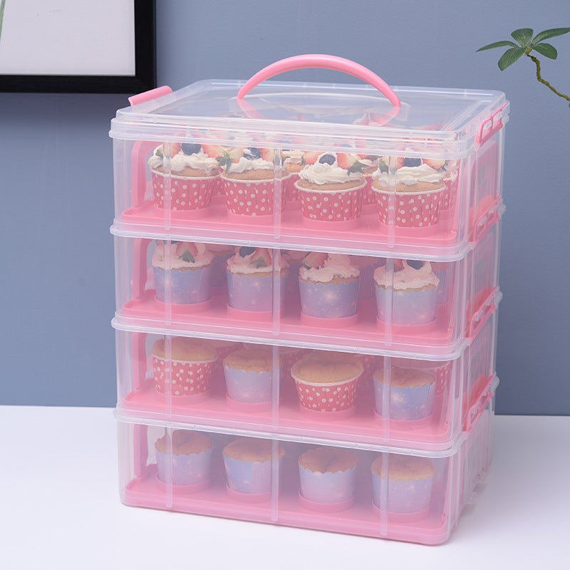 Paper Cup Cake Packing Box Portable Dessert Dessert Table Household Commercial Transparent Plastic Storage Box Muffin Cup - Image 2