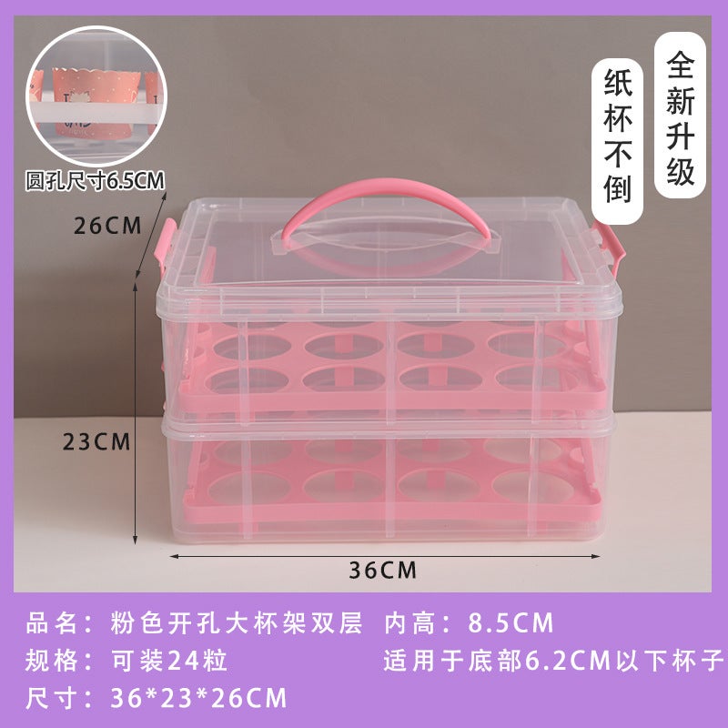 Paper Cup Cake Packing Box Portable Dessert Dessert Table Household Commercial Transparent Plastic Storage Box Muffin Cup - Image 1
