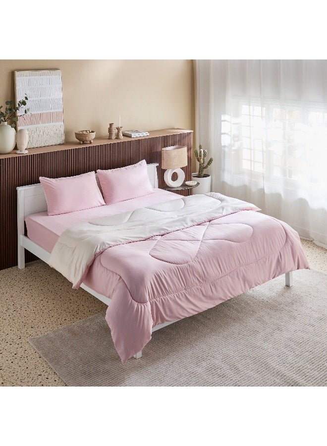 Home Box Derby 3-Piece Reversible Microfiber King Comforter Set - 220x240 cm  - Image 2