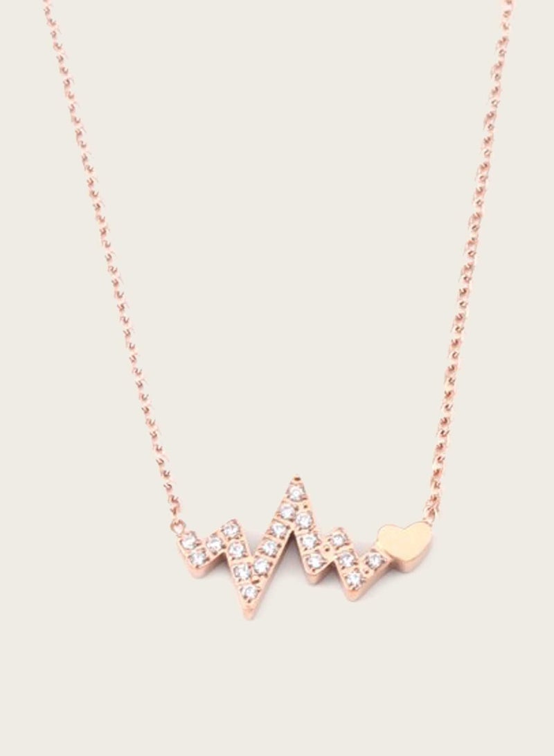 KAAF CREATIONS Rose Gold Plated Stainless steel Necklace with Pave Crystals, women and girls  - Image 2