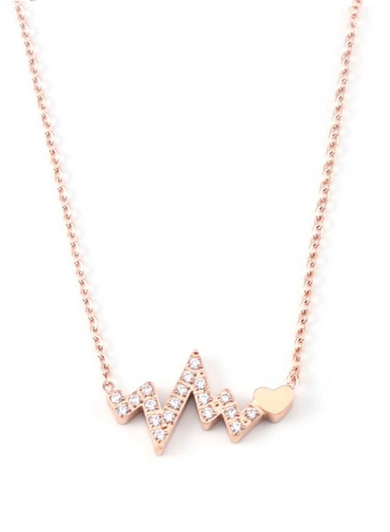 KAAF CREATIONS Rose Gold Plated Stainless steel Necklace with Pave Crystals, women and girls  - Image 1