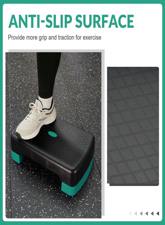 Fitvids منصة تمارين هوائية Fitvids مقاس 18 بوصة، جهاز تمارين مع رافعتين قابلتين للتعديل والتكديس (3 بوصات × 5.5 بوصات) مناسب للصالات الرياضية المنزلية والمساحات الصغيرة، لون أخضر/أسود - Image 5