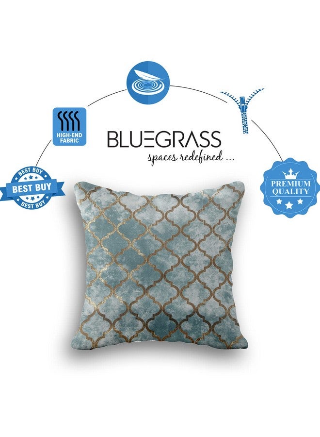 BLUE GRASS Digital HD Foil Print Velvet 200 TC Cushion Cover - Set Of 5 || Mutlicolour || Size: 12X12 Inches.,Multicolour - Image 3