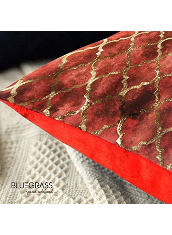 BLUE GRASS Digital HD Foil Print Velvet 200 TC Cushion Cover - Set Of 5 || Mutlicolour || Size: 12X12 Inches.,Multicolour - Image 4