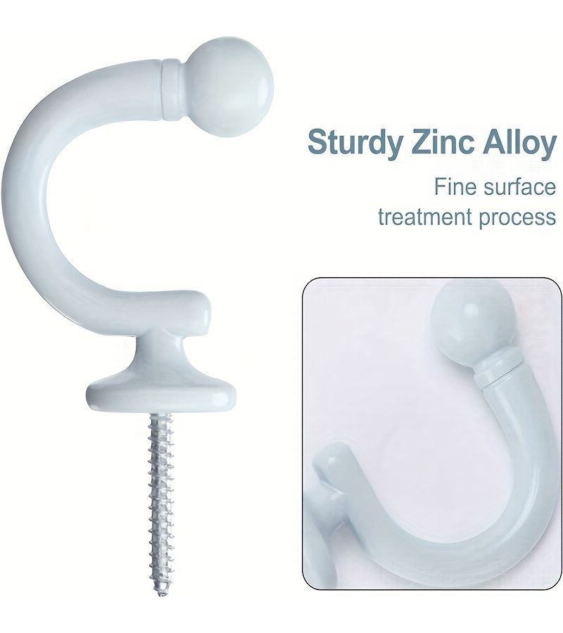 White Wall Mounted Curtain Tieback Hooks 2 Pack Tassel Holder - Image 4