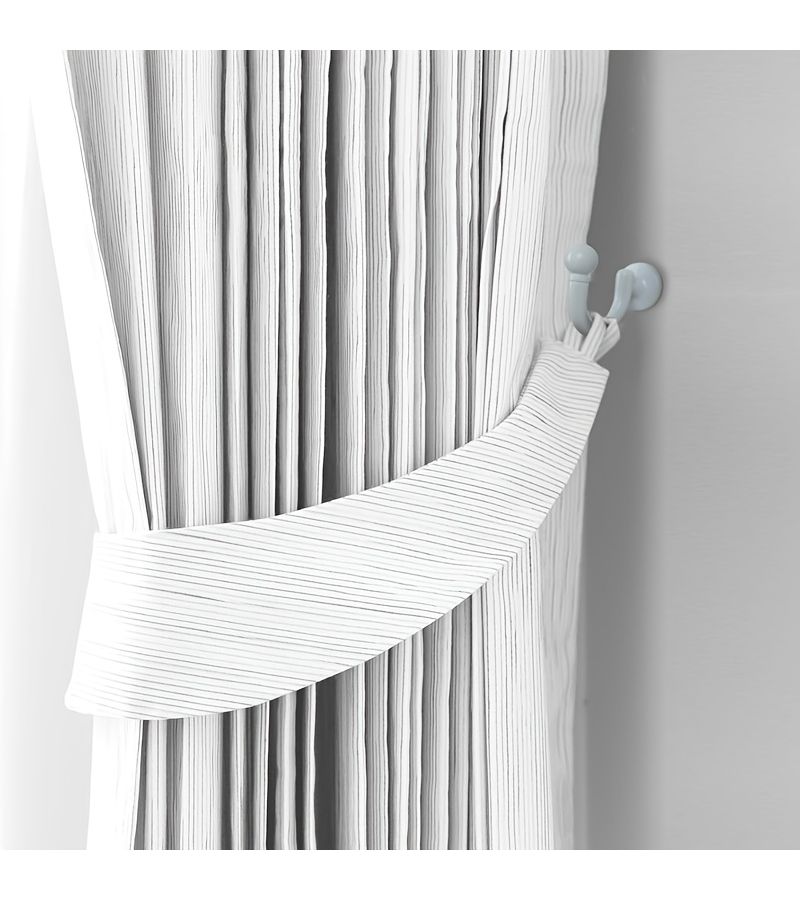 White Wall Mounted Curtain Tieback Hooks 2 Pack Tassel Holder - Image 2