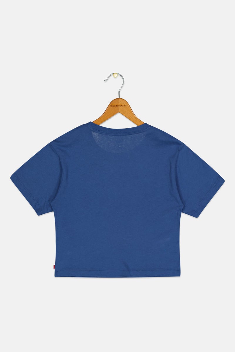 Levi's Kids Girl Short Sleeve Brand Logo T-Shirt, Dark Blue - Image 2