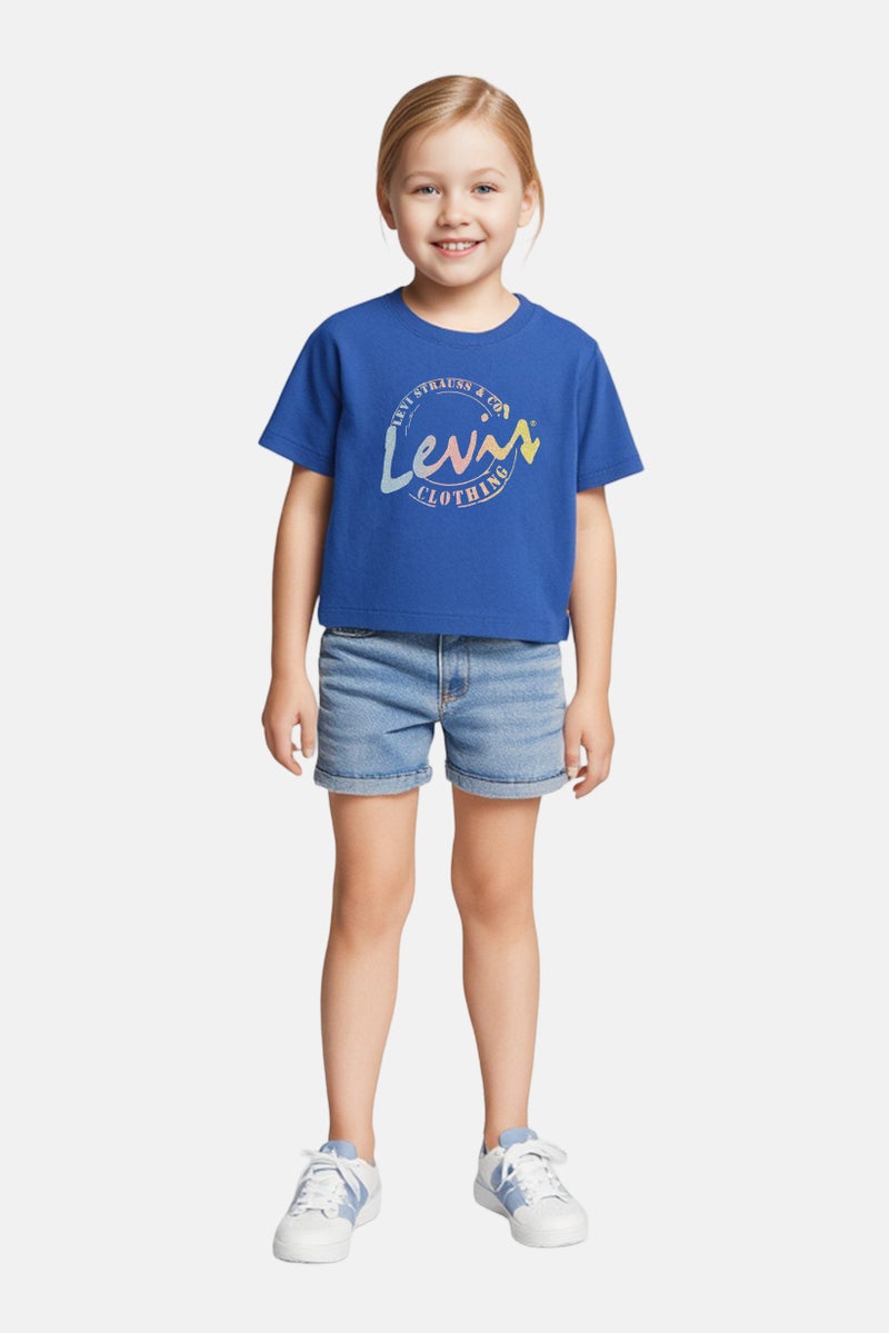 Levi's Kids Girl Short Sleeve Brand Logo T-Shirt, Dark Blue - Image 1