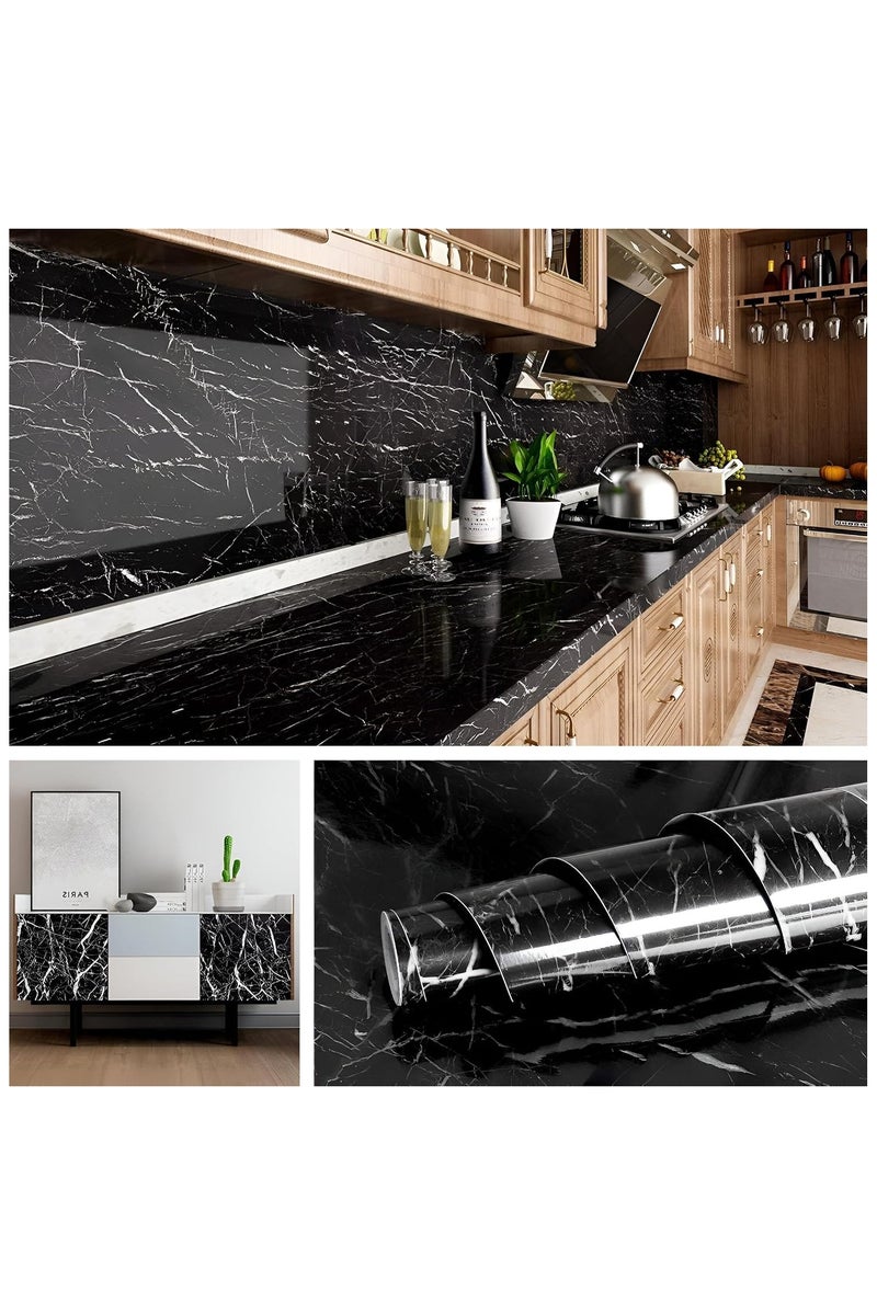 Marble Wallpaper PVC Wall Paper Waterproof Stain Resistant Self Adhesive Removable Wallpaper for Living Room Kitchen Bathroom (60cmx5m) - Image 1