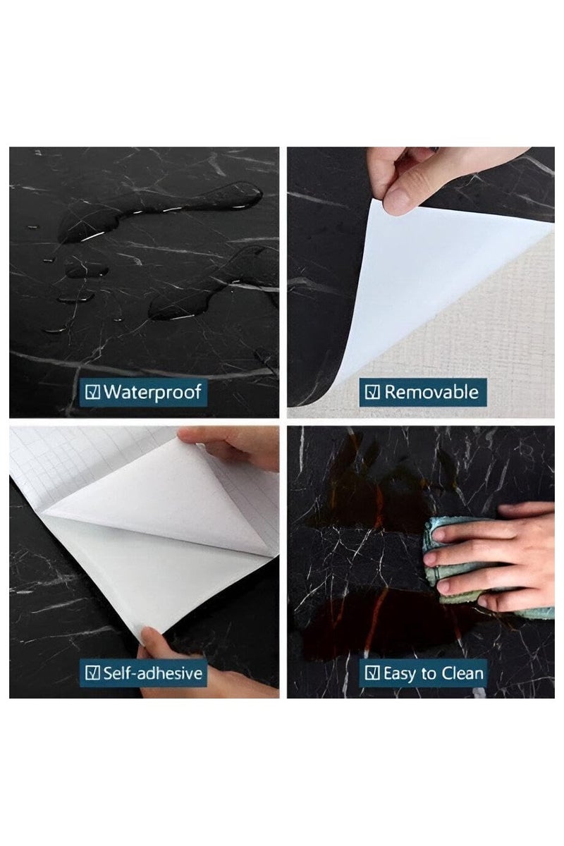Marble Wallpaper PVC Wall Paper Waterproof Stain Resistant Self Adhesive Removable Wallpaper for Living Room Kitchen Bathroom (60cmx5m) - Image 2
