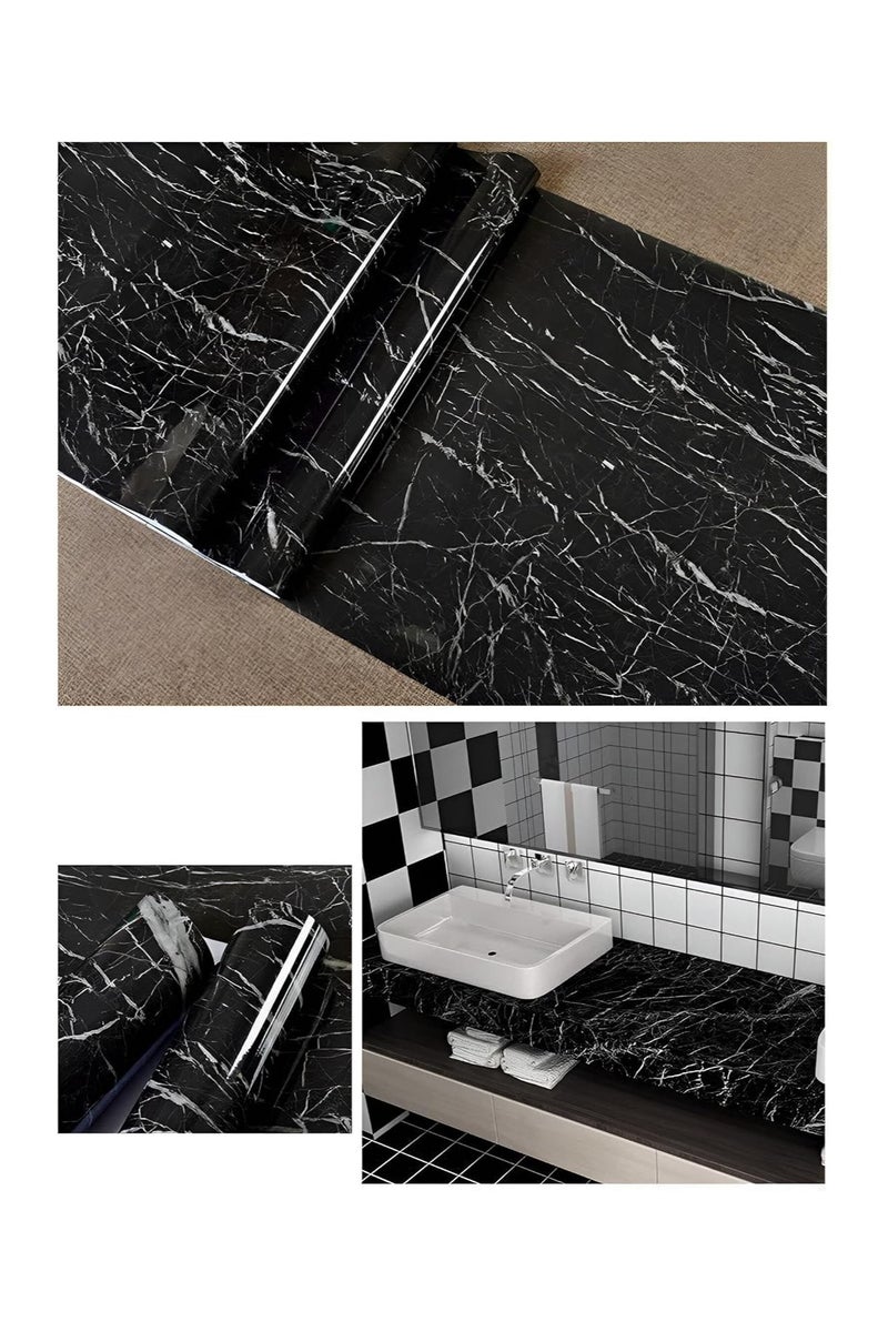 Marble Wallpaper PVC Wall Paper Waterproof Stain Resistant Self Adhesive Removable Wallpaper for Living Room Kitchen Bathroom (60cmx5m) - Image 4