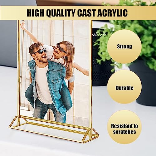 Climberty® Acrylic Gold Sign Holders, 5.9x8.2 inch Clear Picture Frames with Gold Borders and Vertical Stand, Double Sided Table Menu Display Stand for Restaurant Signs, Party Table and Photos 6Pcs - Image 4