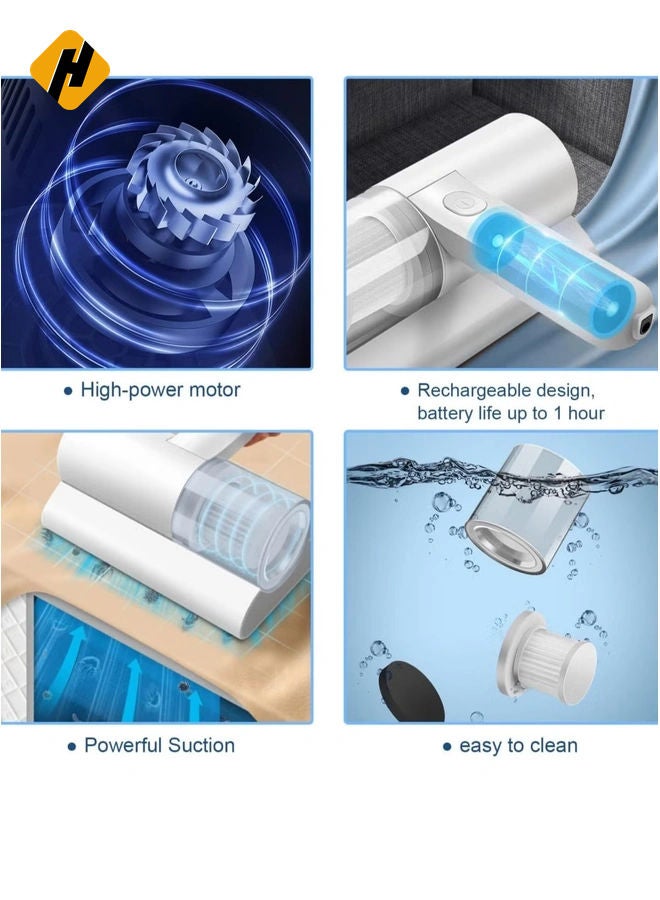 HuHa Handheld UV Light Vacuum Cleaner 10KPa Effectively Removes Dust Mites Bed Bugs Collector for Bed Home Mattress Pillows Cloth Sofas Carpets  - Image 3