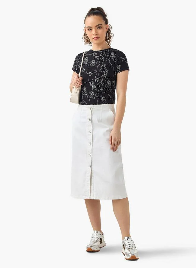 اس بي كاركترز تيشيرت فيليكس ذا كات بطبعة برقبة دائرية