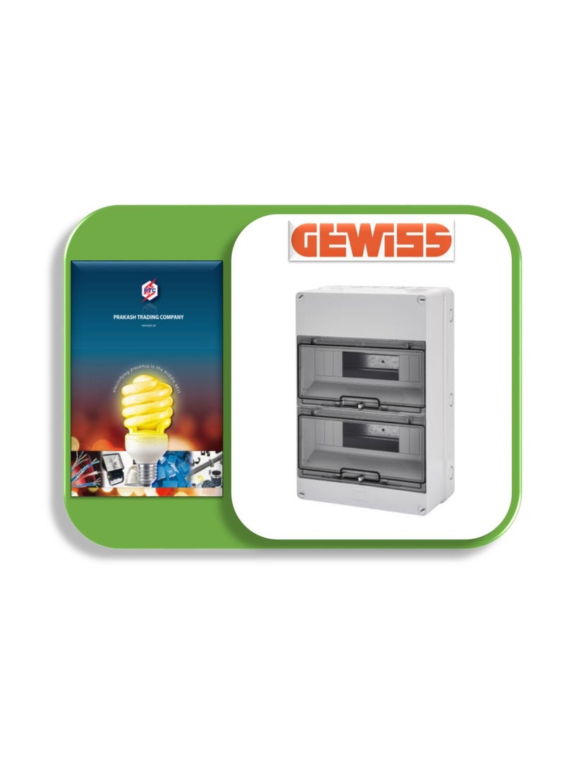 GEWiSS - 24 Modules Weather Proof Surface Mount Enclosure Pre-arranged for Terminal Block IP55 GW40007 2 Row x 12, 250 x 375 x 135 mm - Image 1