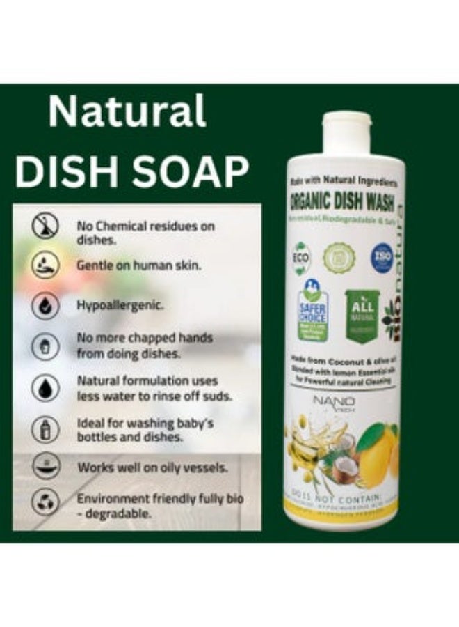 BioNatura Organic Dish Soap – 1L × Pack of 3 | Natural, Non-Toxic, Safe for Baby Bottles, Eco-Friendly & Biodegradable, Gentle on Hands, Lemon Fresh Scent - Image 2