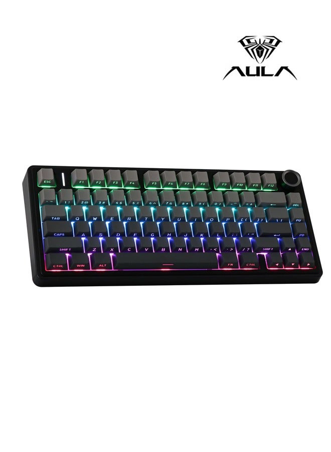 AULA F75 75% Gaming Keyboard,Wireless Gasket Mechanical Keyboard, Hot Swappable Gaming Keyboard with Five-Layer Padding&Knob, Bluetooth/2.4GHz/USB-C, RGB Backlit(Black Gradient,Reaper Switch) - Image 1