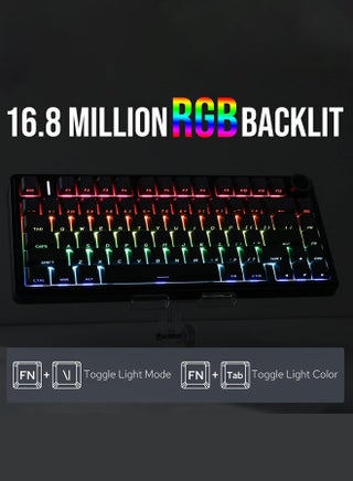 F75 75% Gaming Keyboard,Wireless Gasket Mechanical Keyboard, Hot Swappable Gaming Keyboard with Five-Layer Padding&Knob, Bluetooth/2.4GHz/USB-C, RGB Backlit(Black Gradient,Reaper Switch) - view 2