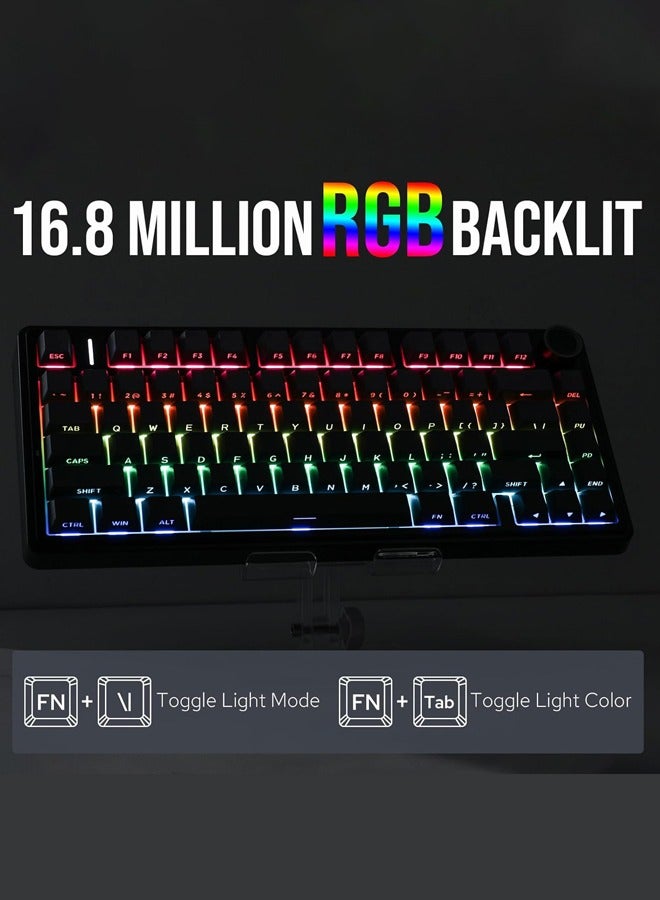 AULA F75 75% Gaming Keyboard,Wireless Gasket Mechanical Keyboard, Hot Swappable Gaming Keyboard with Five-Layer Padding&Knob, Bluetooth/2.4GHz/USB-C, RGB Backlit(Black Gradient,Reaper Switch) - Image 2