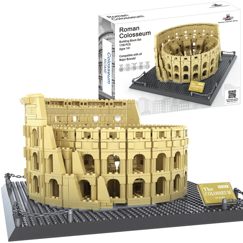 Apostrophe Games Roman Colosseum Building Block Set - 1756-Pieces Colosseum Model Building Blocks for Adults and Kids - Italy’s Colosseum Architecture Kit Famous Landmark Series - Image 1