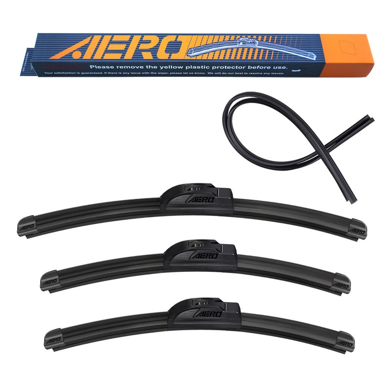 AERO Voyager 16"+14"+14" Premium All-Season Beam Windshield Wiper Blades with Extra Rubber Refills OEM Replacement for Toyota FJ Cruiser 2014-2007 (Pack of 3) - Image 1