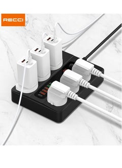 Phone Planet Recci PD+QC UK Plug Power Socket (6 AC Outlets, Type-C + 5 USB Ports  - Image 1