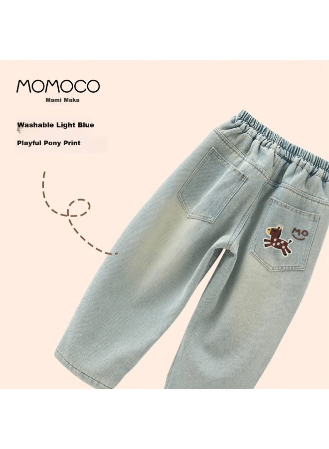Momoco Boys' Denim Jeans Winter Collection Casual Trendy Jeans Denim Blue Size 110 - Image 1
