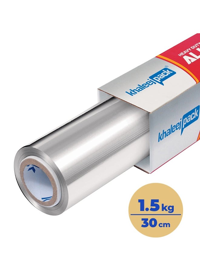 Khaleej Pack Aluminium Foil 1.5KG , 30 CM width Heavy duty bulky catering  foil roll - Image 1