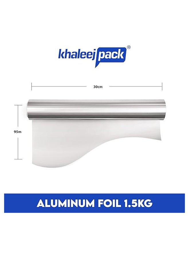 Khaleej Pack Aluminium Foil 1.5KG , 30 CM width Heavy duty bulky catering  foil roll - Image 2