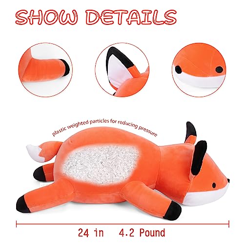 OurHonor 24 inches Fox Weighted Stuffed Animals 42 lbs Weighted Stuffed Animal 42 Pound Weight Plush Fox Plushies Toy Gifts for Kids and Adults - Image 5